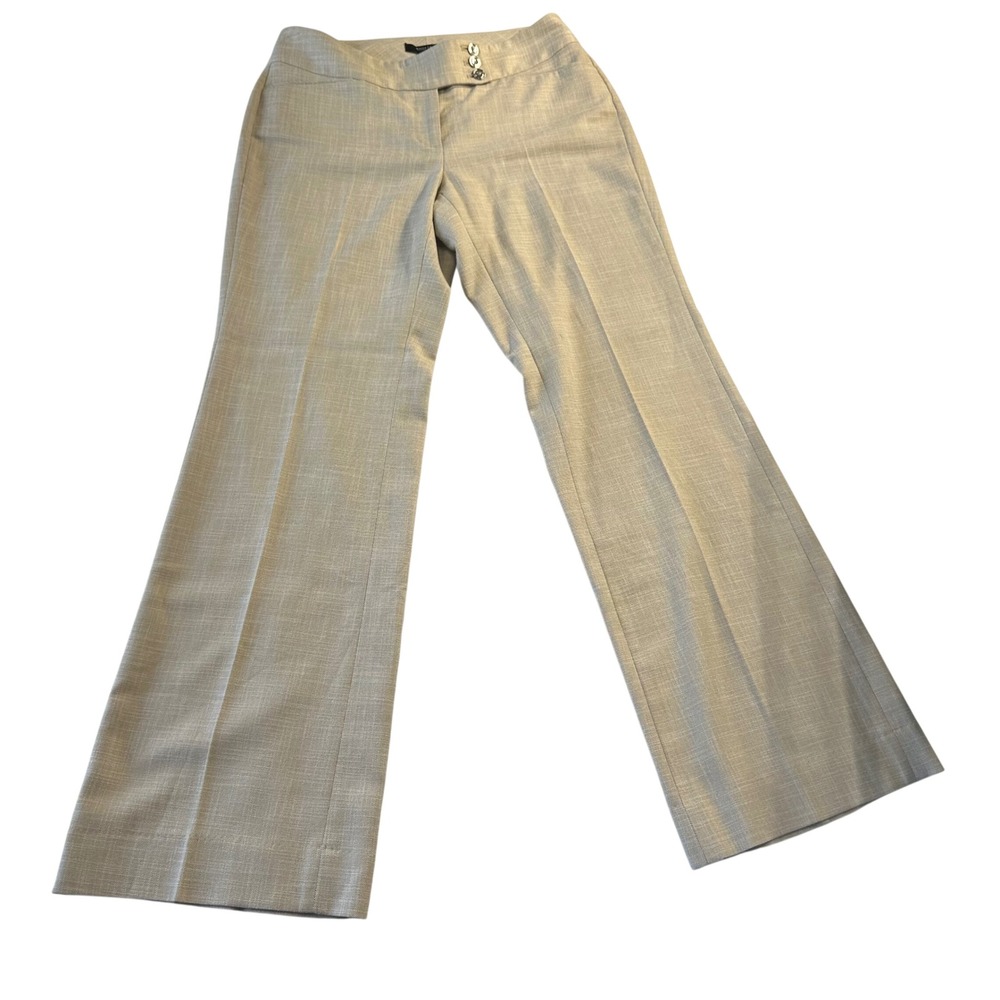 White House Black Market Legacy Flare Leg Trousers Beige Tan Dress Pants 4R